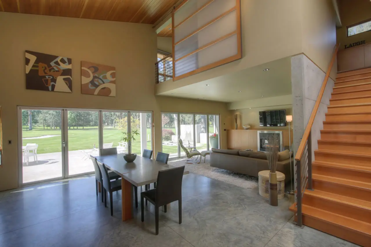 Stained concrete interior floor in a living room