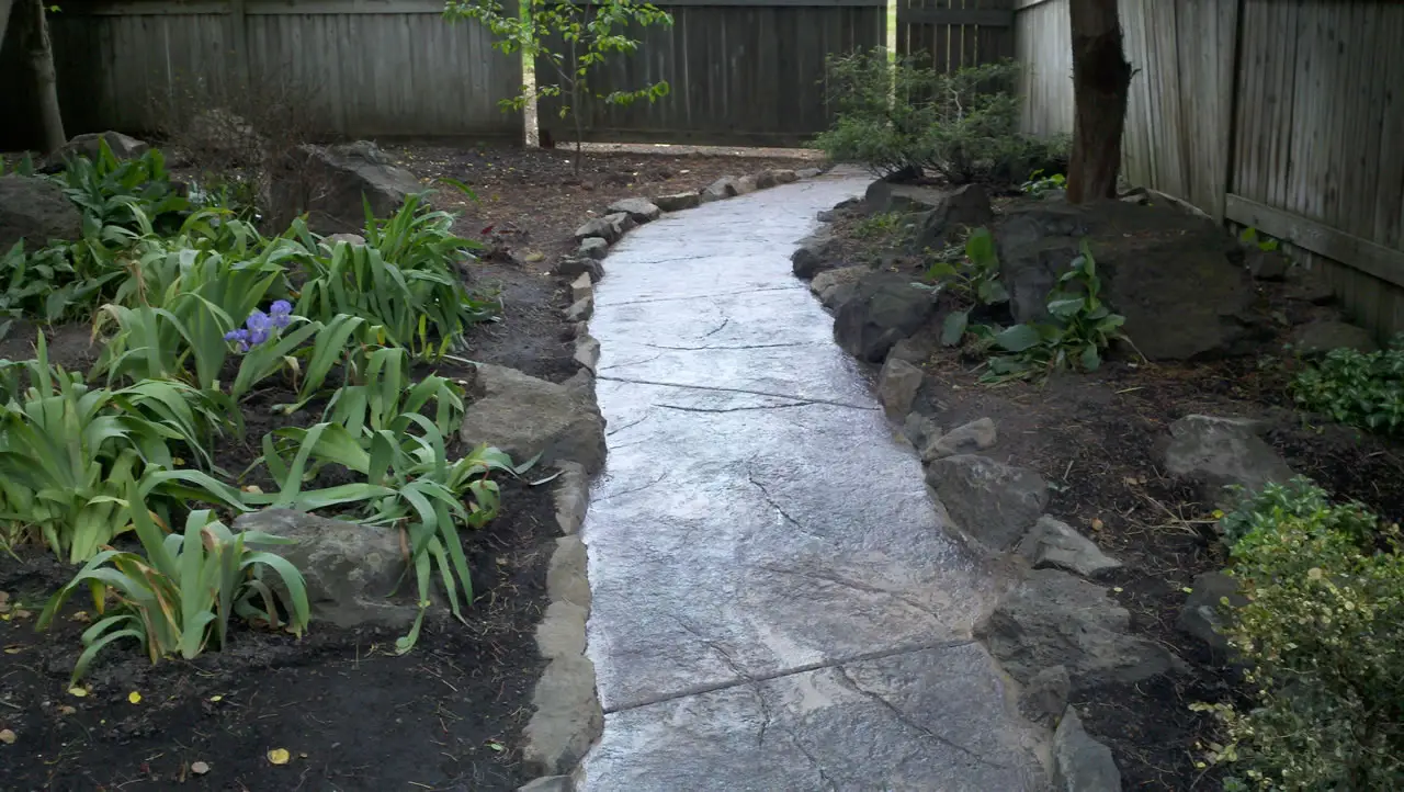 Exposed aggregate garden path