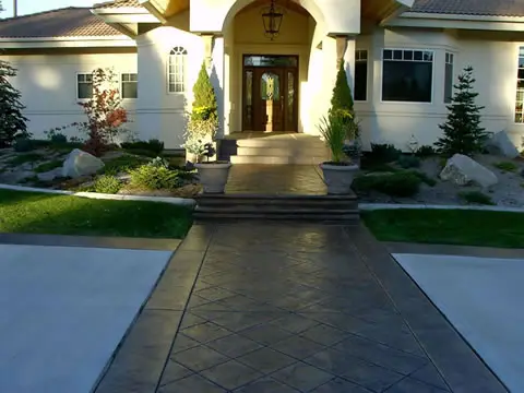 Stamped and bordered front walkway to the entry