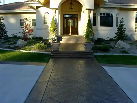Stamped and bordered front walkway to the entry