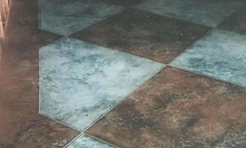Checkerboard stained floor in two tones