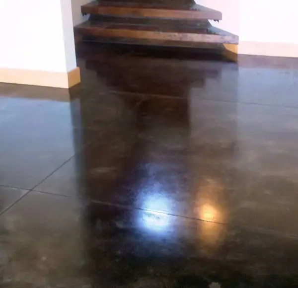 Stained floor and steps